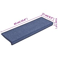 WOWONA Teppich-Treppenstufen 15 Stk. 65 x 25 cm Blau