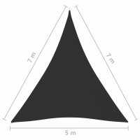 vidaXL Sonnensegel Oxford-Gewebe Dreieckig 5x7x7 m Anthrazit