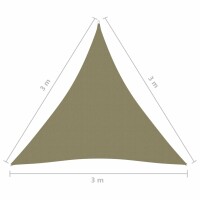 vidaXL Sonnensegel Oxford-Gewebe Dreieckig 3x3x3 m Beige