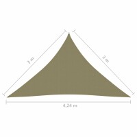 vidaXL Sonnensegel Oxford-Gewebe Dreieckig 3x3x4,24 m Beige