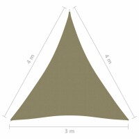 vidaXL Sonnensegel Oxford-Gewebe Dreieckig 3x4x4 m Beige