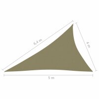 vidaXL Sonnensegel Oxford-Gewebe Dreieckig 4x5x6,4 m Beige