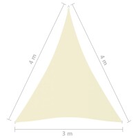 vidaXL Sonnensegel Oxford-Gewebe Dreieckig 3x4x4 m Cremewei&szlig;