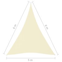 vidaXL Sonnensegel Oxford-Gewebe Dreieckig 5x6x6 m Creme