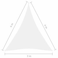 vidaXL Sonnensegel Oxford-Gewebe Dreieckig 3x4x4 m Wei&szlig;