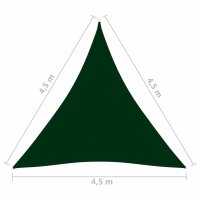 vidaXL Sonnensegel Oxford-Gewebe Dreieckig 4,5x4,5x4,5 m Dunkelgr&uuml;n