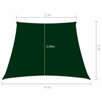 vidaXL Sonnensegel Oxford-Gewebe Trapezf&ouml;rmig 2/4x3 m Dunkelgr&uuml;n