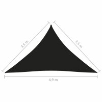 vidaXL Sonnensegel Oxford-Gewebe Dreieckig 3,5x3,5x4,9 m Schwarz