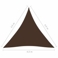 vidaXL Sonnensegel Oxford-Gewebe Dreieckig 4,5x4,5x4,5 m Braun