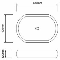 Keramik Waschtisch Waschbecken Oval Wei&szlig; 63 x 42 cm