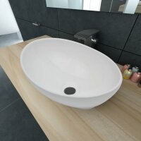 vidaXL Luxus Keramik Waschbecken Oval Weiß 40 x 33 cm