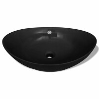 Luxuri&ouml;ses Keramik Waschbecken Oval Schwarz