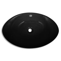 Luxuri&ouml;ses Keramik Waschbecken Oval Schwarz