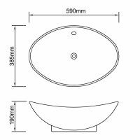 Luxuri&ouml;ses Keramik Waschbecken Oval Schwarz