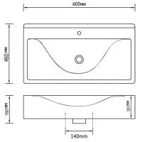 vidaXL Luxus-Waschbecken Keramik Rechteckig Wei&szlig; mit Hahnloch 60x46 cm