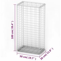 vidaXL Steinkorb Gabione mit Deckeln Verzinkter Draht 100&times;50&times;30 cm