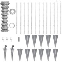 WOWONA Maschendrahtzaun mit Pfosten Erdanker Verzinkter Stahl 25&times;1,25 m