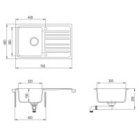 Granitsp&uuml;le mit Abtropffl&auml;che Reversibel Grau