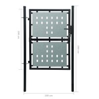 vidaXL Zauntor (Einzeltor) Schwarz 100x250 cm