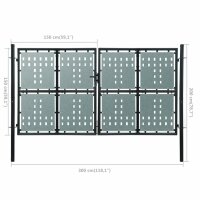 vidaXL Zauntor (Einzeltor) Schwarz 300x200 cm