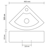 vidaXL Waschbecken mit &Uuml;berlauf 45 x 32 x 12,5 cm Schwarz