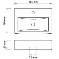 vidaXL Keramik Waschbecken mit Hahn-/&Uuml;berlaufloch Schwarz Rechteckig