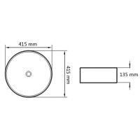 vidaXL Waschbecken Rund Keramik Wei&szlig; 41,5 x 13,5 cm