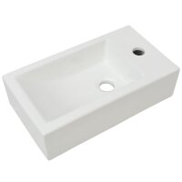 vidaXL Waschbecken Rechteckig mit Hahnloch Keramik Wei&szlig; 46x25,5x12 cm