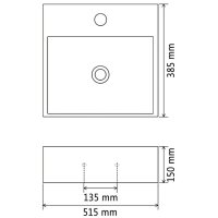 vidaXL Waschbecken mit Hahnloch Keramik Wei&szlig; 51,5x38,5x15 cm