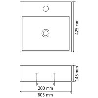 vidaXL Waschbecken mit Hahnloch Keramik Wei&szlig; 60,5x42,5x14,5 cm