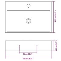 vidaXL Waschbecken mit Hahnloch Keramik Wei&szlig; 76x42,5x14,5 cm