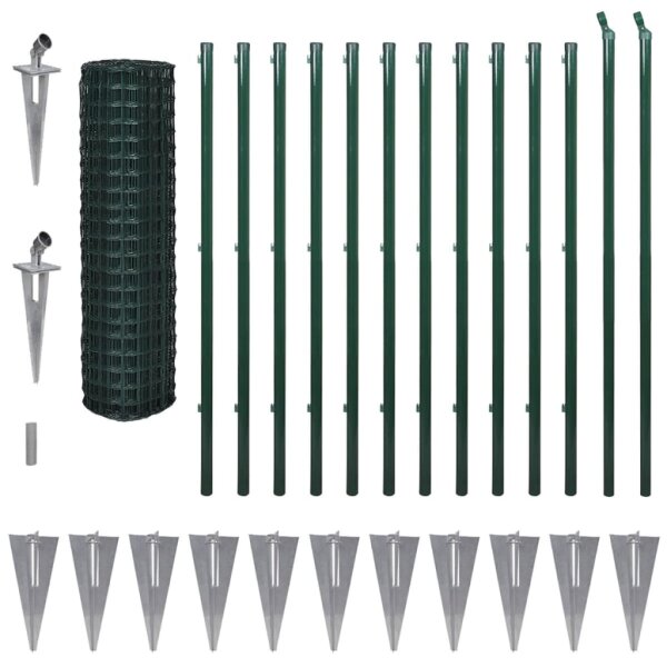 vidaXL Eurozaun Stahl 25 x 1,5 m Gr&uuml;n