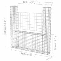 vidaXL Gabionenkorb U-Form Stahl 160&times;20&times;150 cm