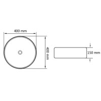 vidaXL Waschbecken Keramik Rund Schwarz 40 x 15 cm