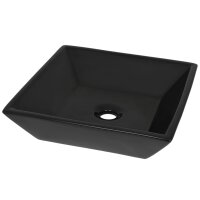 vidaXL Waschbecken Keramik Quadratisch Schwarz 41,5 x 41,5 x 12 cm