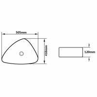 vidaXL Waschbecken Keramik Dreieckig Schwarz 50,5 x 41 x 12 cm