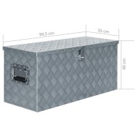 vidaXL Aluminiumkiste 90,5&times;35&times;40 cm Silbern