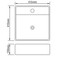 vidaXL Waschbecken mit &Uuml;berlauf 41 x 41 x 15 cm Keramik Silbern