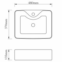 vidaXL Waschbecken mit Wasserhahnloch 48 x 37 x 13,5 cm Keramik Golden