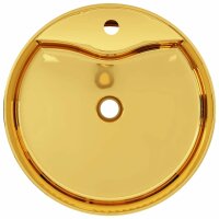 WOWONA Waschbecken mit ?berlauf 46,5 x 15,5 cm Keramik Golden