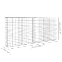 vidaXL Gabionenwand mit Abdeckung Verzinkter Stahl 200&times;20&times;85 cm