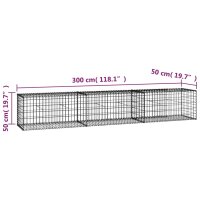 vidaXL Gabionenwand mit Abdeckung 300&times;50&times;50 cm Verzinkter Stahl