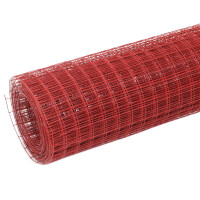 vidaXL Drahtzaun Stahl mit PVC-Beschichtung 25x0,5 m Rot