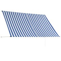 vidaXL Einziehbare Markise 250&times;150 cm Blau und Wei&szlig;