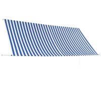 vidaXL Einziehbare Markise 350 x 150 cm Blau und Wei&szlig;