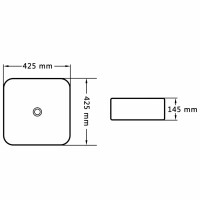 vidaXL Waschbecken 42,5 x 42,5 x 14,5 cm Keramik Schwarz