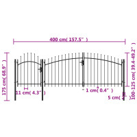 vidaXL Gartentor Stahl 1,75x4 m Schwarz