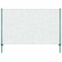 vidaXL Maschendrahtzaun mit Pfosten Stahl 25 x 1,5 m Gr&uuml;n