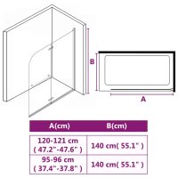 vidaXL Faltbare Duschkabine 2 Paneele ESG 120 x 140 cm