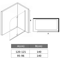 vidaXL Faltbare Duschkabine 2 Paneele ESG 95 x 140 cm